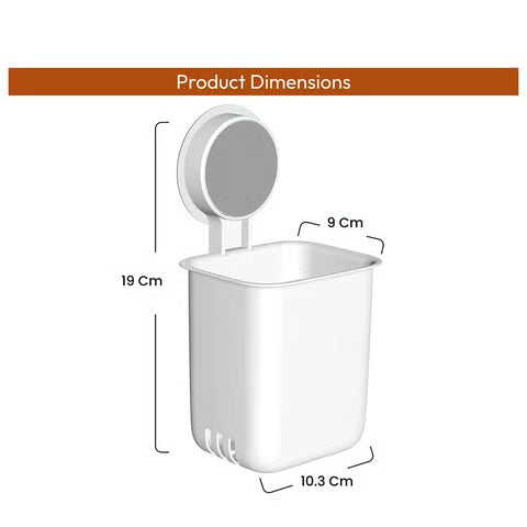 WALL-MOUNTED STORAGE & TOOTHBRUSH HOLDER (ABS PLASTIC, WHITE)