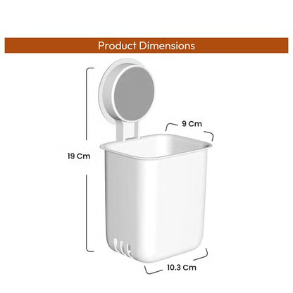 WALL-MOUNTED STORAGE & TOOTHBRUSH HOLDER (ABS PLASTIC, WHITE)