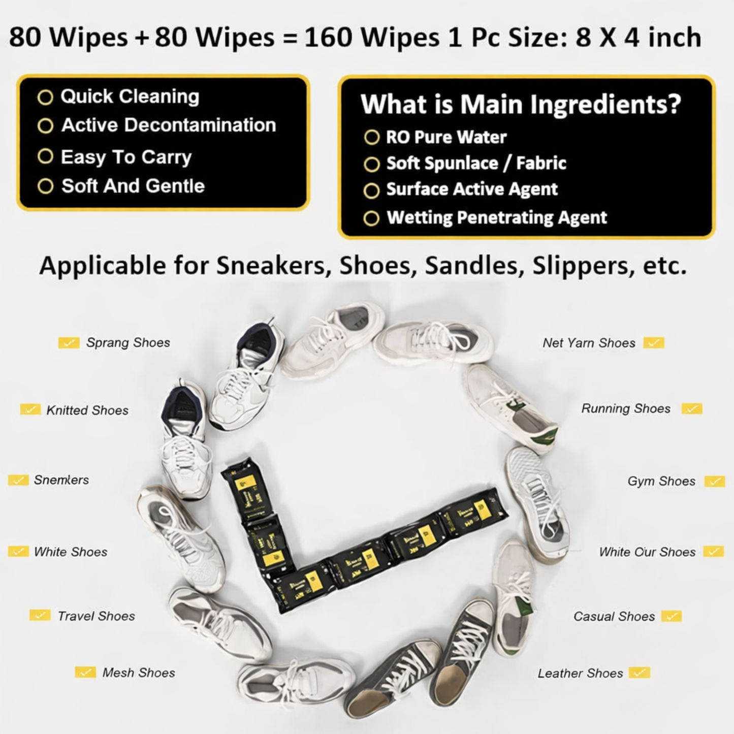 SHOES CLEANING WIPES (80 WIPES)