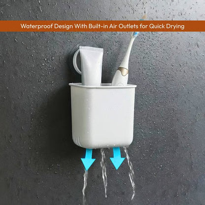 WALL-MOUNTED STORAGE & TOOTHBRUSH HOLDER (ABS PLASTIC, WHITE)