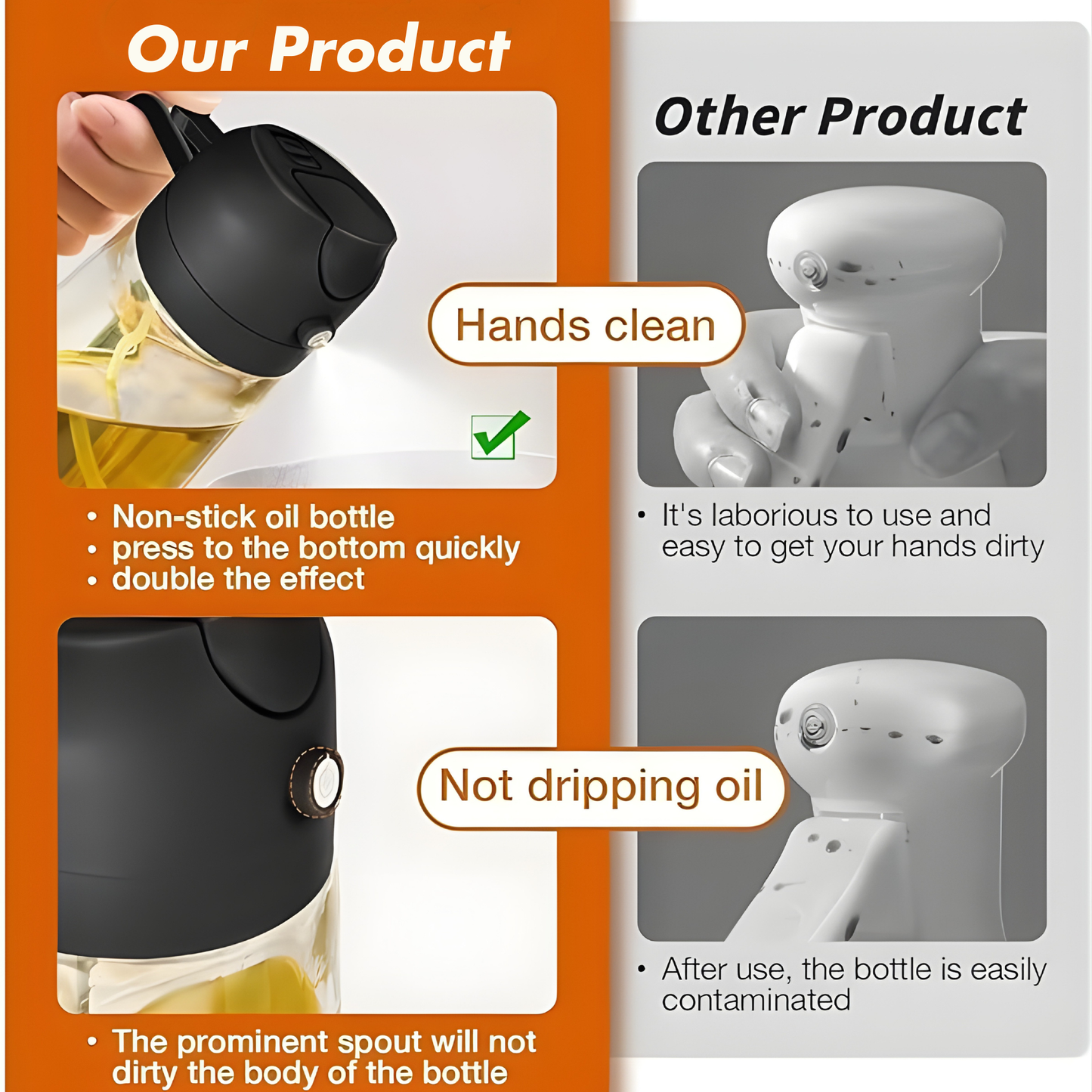 POLYPROPYLENE OIL DISPENSER & SPRAY BOTTLE (500 ML)