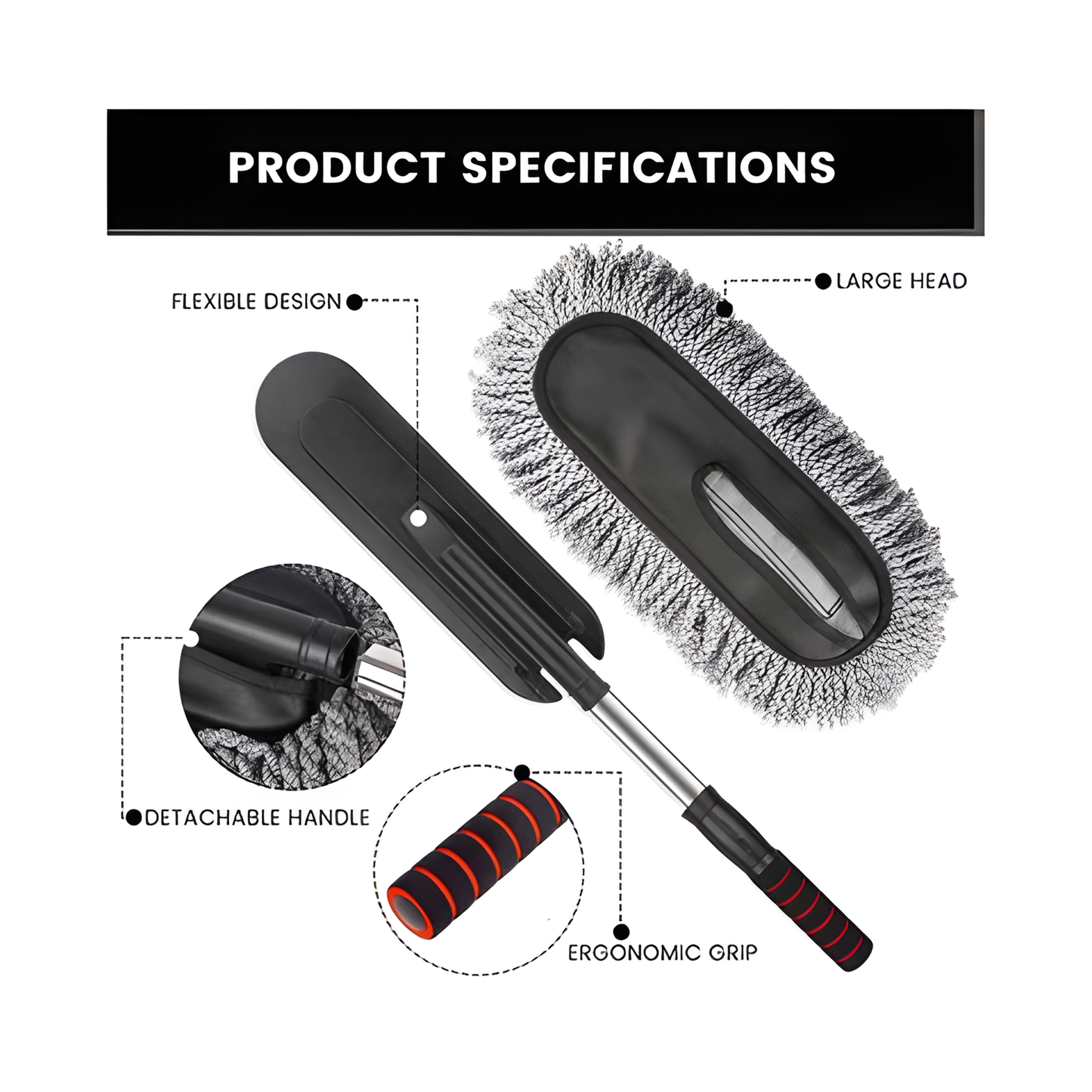 CAR CLEANING DUSTER (MICROFIBER, DARK GREY)