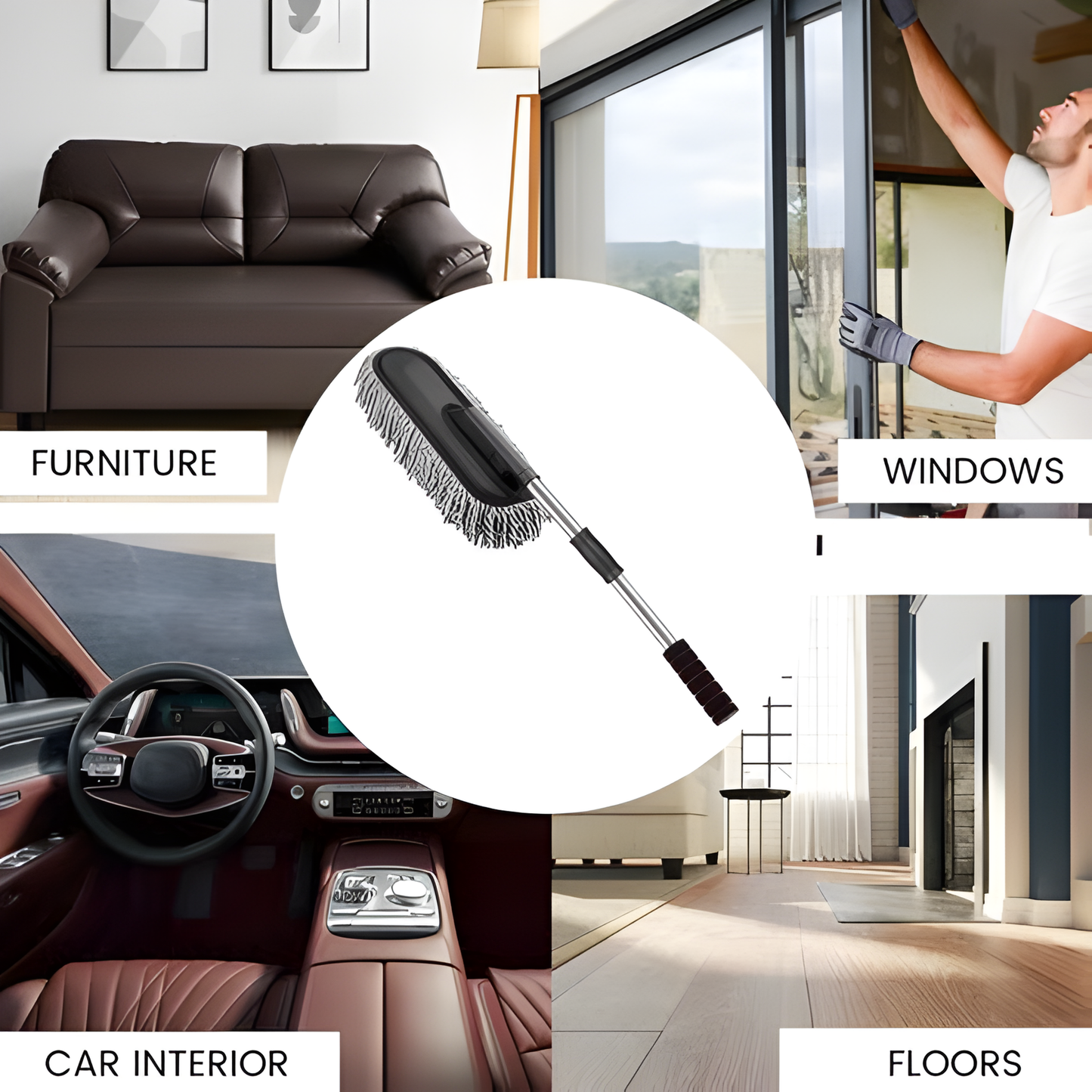 CAR CLEANING DUSTER (MICROFIBER, DARK GREY)