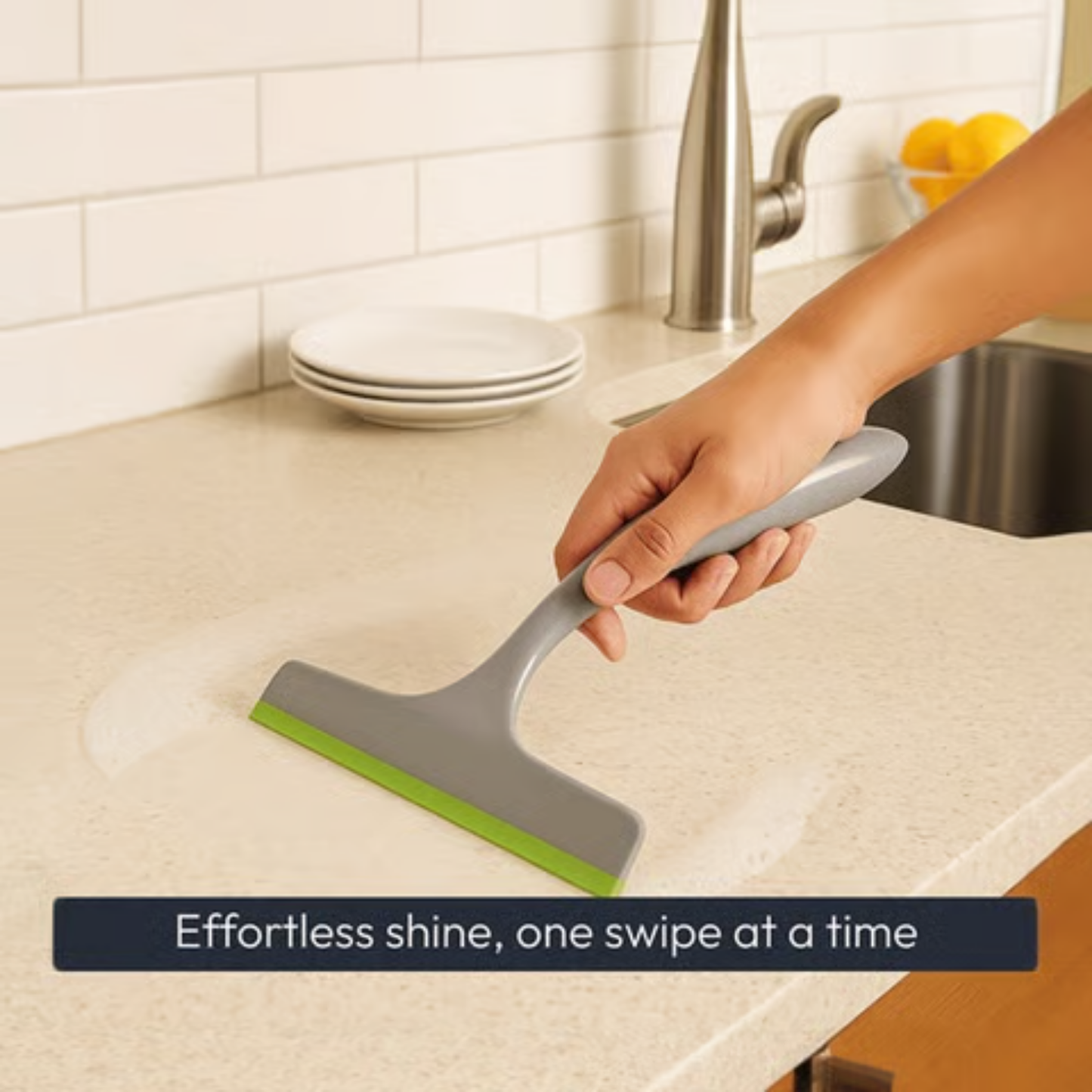Kitchen Wiper Squeegee, Grey with Green Blade