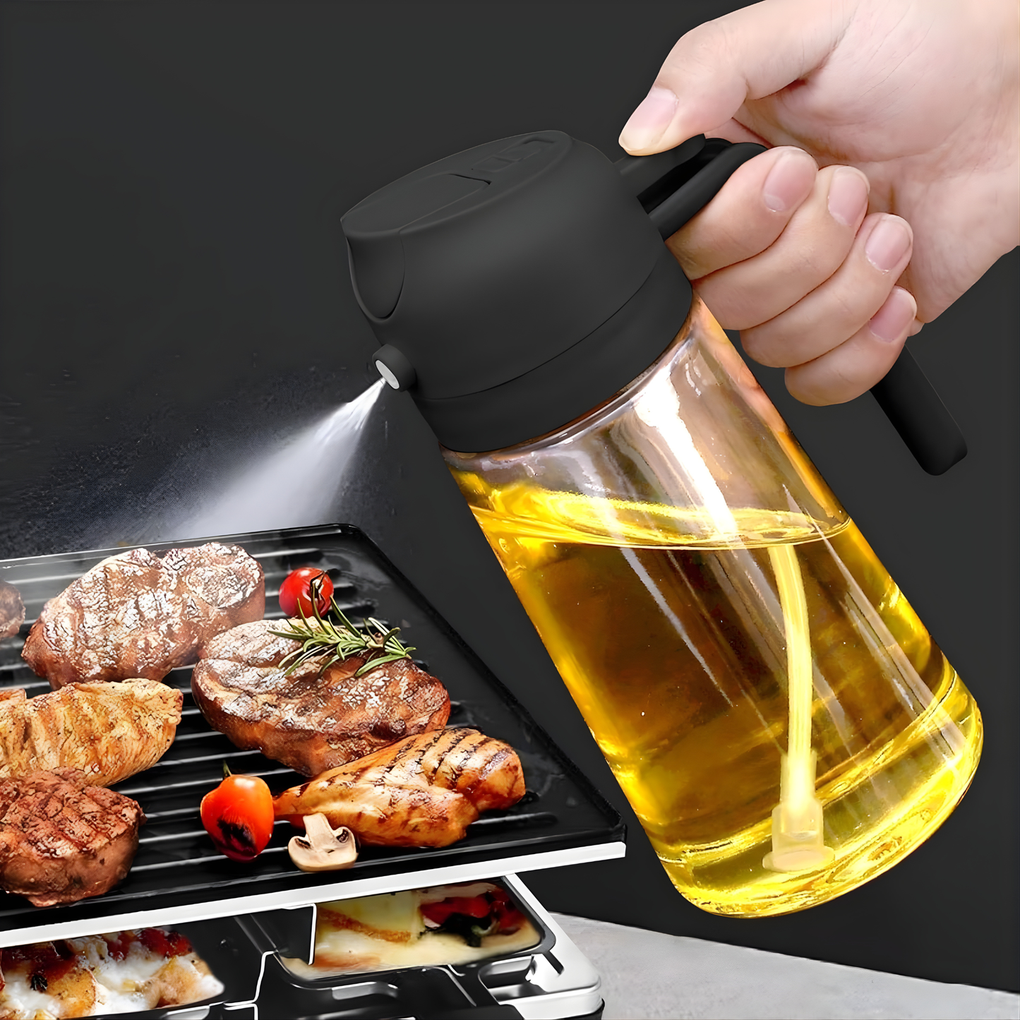 POLYPROPYLENE OIL DISPENSER & SPRAY BOTTLE (500 ML)