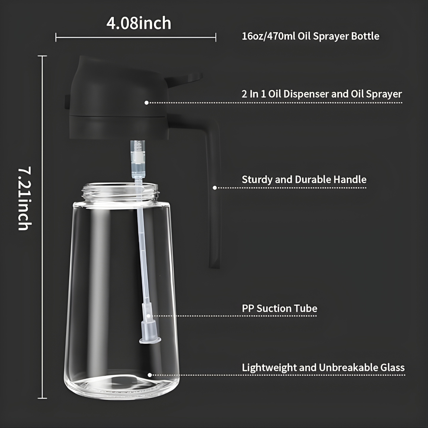 POLYPROPYLENE OIL DISPENSER & SPRAY BOTTLE (500 ML)
