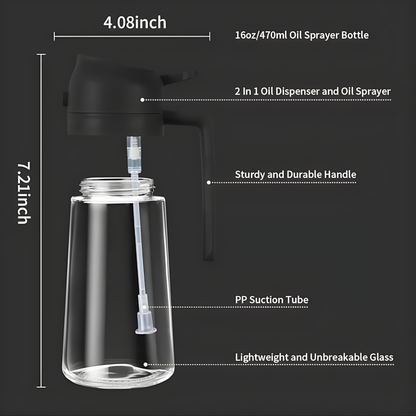 POLYPROPYLENE OIL DISPENSER & SPRAY BOTTLE (500 ML)
