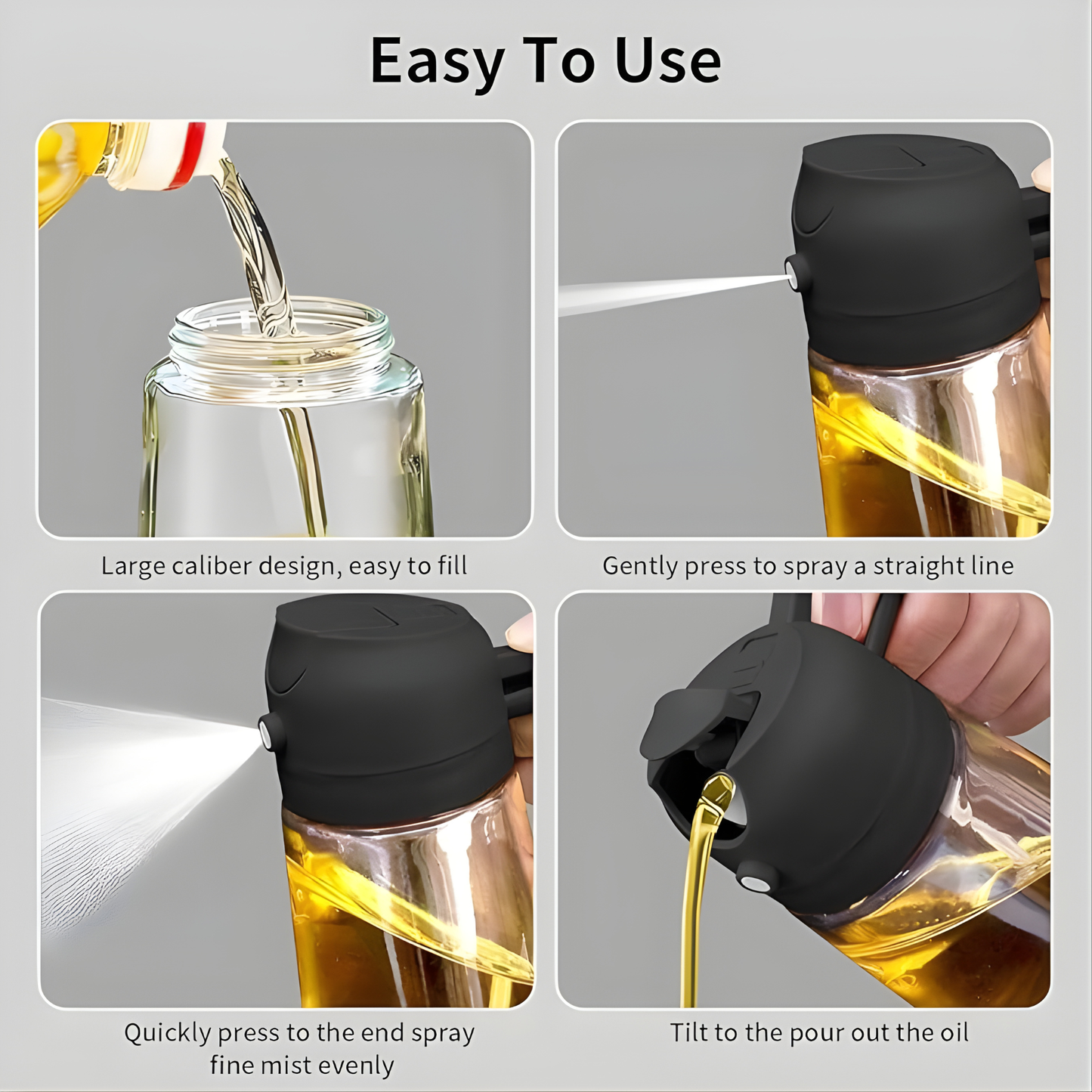 POLYPROPYLENE OIL DISPENSER & SPRAY BOTTLE (500 ML)