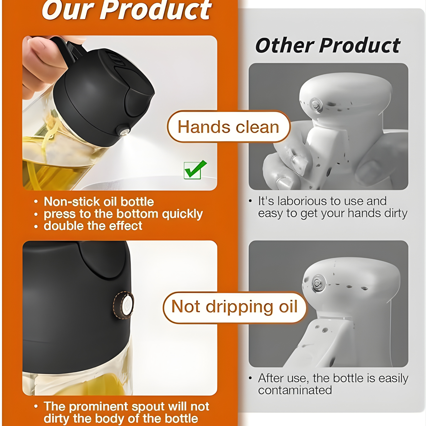 POLYPROPYLENE OIL DISPENSER & SPRAY BOTTLE (500 ML)