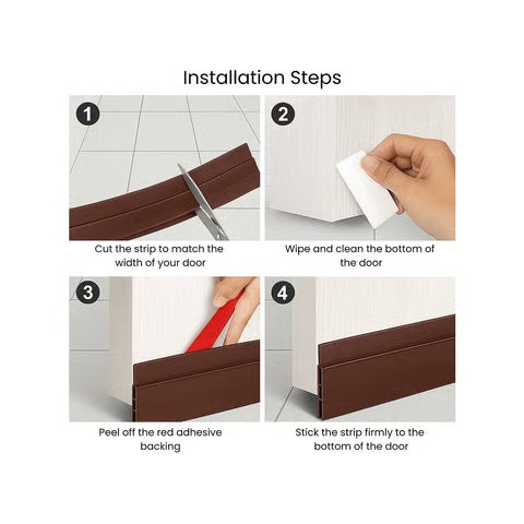 ADHESIVE SILICONE DOOR SEAL STRIP (BROWN, 1 M)